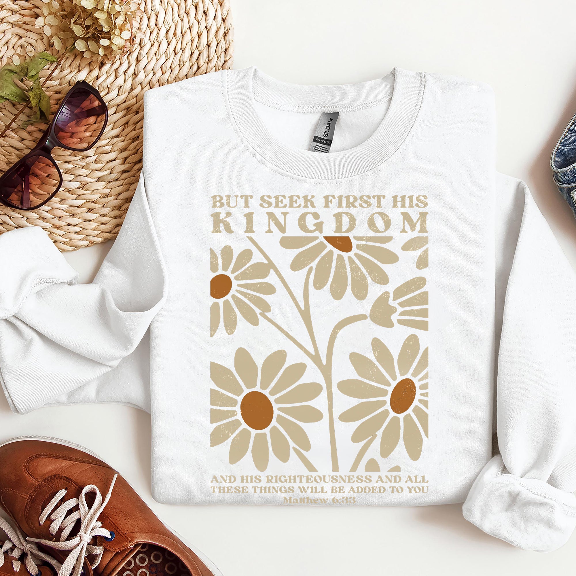 But Seek First His Kingdom Sweatshirt, Scripture Christian Sweatshirt, Aesthetic Christian Sweatshirt. ILAF12